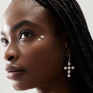 Urban Outfitters Faux Pearl Cross Charm Hoop Earring